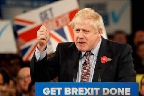 Boris Johnson campaigning in November 2019 – Adrian Dennis – AFP
