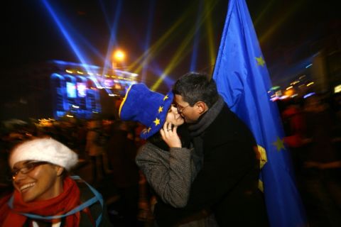 Célébrations à Bucarest le 1er janvier 2007 - Andrei Pungovschi - AFP