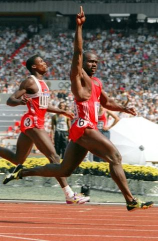 Ben Johnson, vainqueur du 100m des JO de Séoul, le 24 septembre 1988 - Romeo Gacad - AFP
