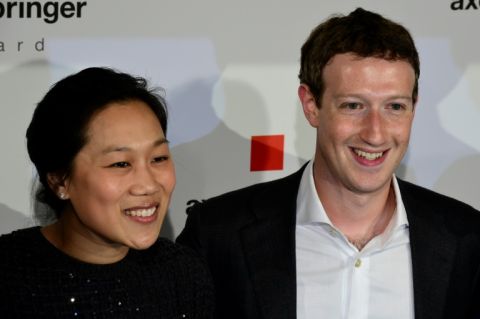 Mark Zuckerberg et sa femme Priscilla Chan - John MacDougall - AFP