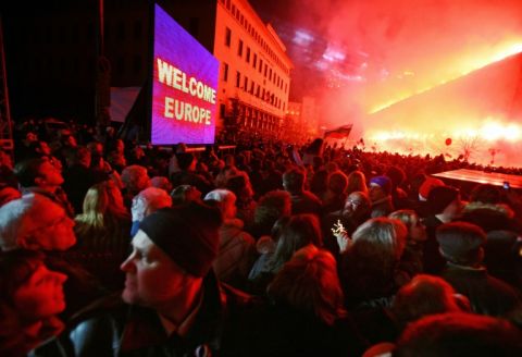 Des Bulgares célèbrent le nouvel An et l'entrée dans l'UE à Sofia - Dimitar Dilkoff - AFP