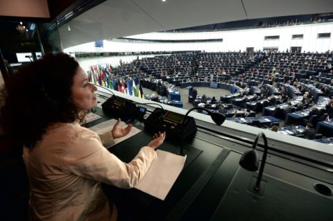 Interprète lors d'une session au Parlement européen en 2014 - Frederick Florin - AFP