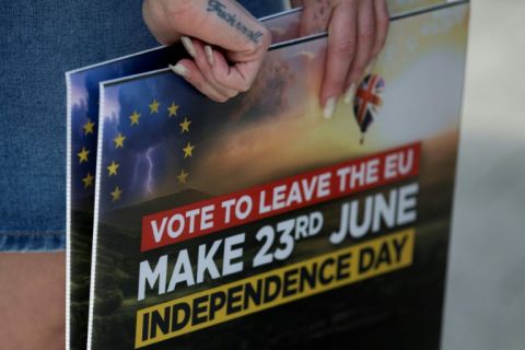 Affiche de campagne pro-Brexit deux jours avant le référendum - Justin Tallis - AFP