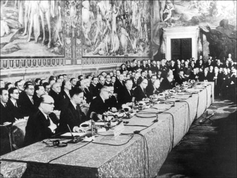 Signature du Traité de Rome le 25 mars 1957 - AFP
