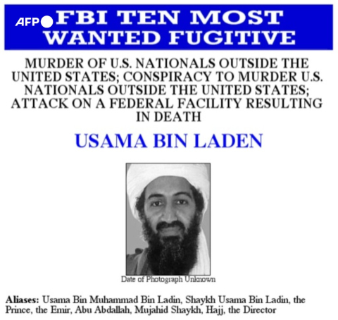 The FBI's wanted poster for Osama bin Laden - FBI/AFP