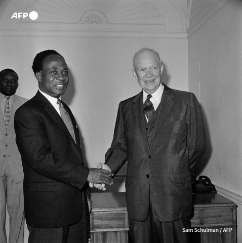 New York, Septembre 1960, David Eisenhower, président des Etats-Unis, et Kwame Nkrumah - Sam SCHULMAN - AFP