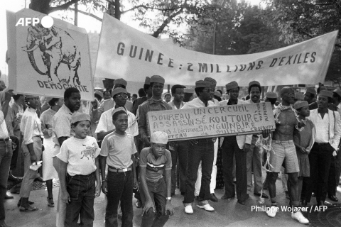 Paris, 16 septembre 1982, manifestation contre Sékou Touré - Philippe Wojazer - AFP