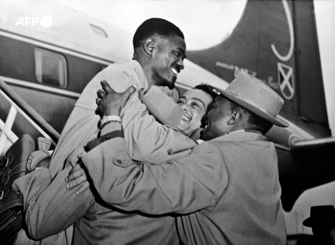 27 janvier 1960, Patrice Lumumba arrive à Bruxelles - AFP