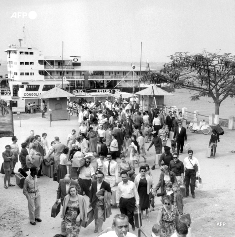 9 juillet 1960, des Européens quittent le Congo belge via Brazzaville - AFP