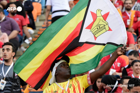 Le Caire, 26 juin 2019, drapeau du Zimbabwe à un match de football - Javier Soriano - AFP