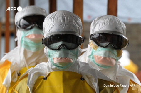 Anti-Ebola care workers in Monrovia, August 2014 - Dominique Faget - AFP