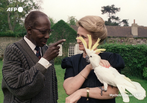 Verson, 11 mai 1989, Léopold Sédar Senghor et sa femme Colette - Mychèle Daniau - AFP