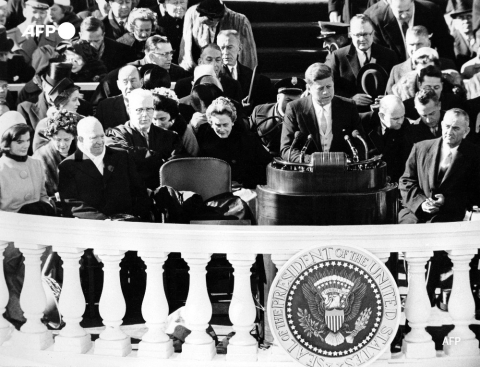 Washington DC, 20 janvier 1961, JKF prononce son discours d'investiture - AFP
