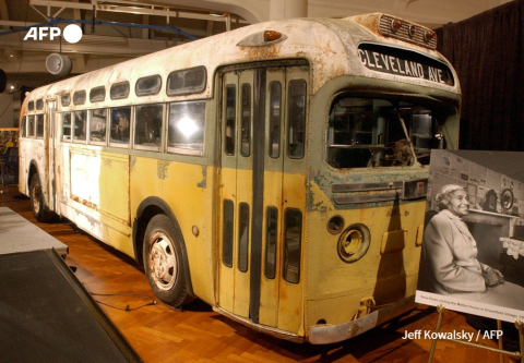 The bus on which Rosa Parks was arrested in 1955 on display at The Henry Ford Museum in Michigan (2001) - Jeff Kowalsky - AFP