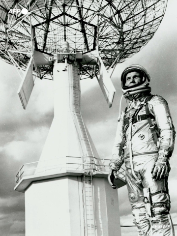 John Glenn à Cap Canaveral, en Floride, le 13 février 1962, quelques jours avant son vol orbital autour de la Terre - AFP