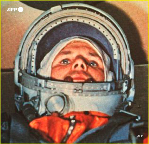 Louri Gagarine, aux commandes du vaisseau Vostok 1, le 12 avril 1961 - AFP
