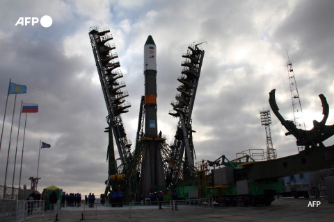 Le cosmodrome de Baïkonour, avant le lancement de la fusée Soyouz vers la Station spatiale internationale en novembre 2009 - AFP