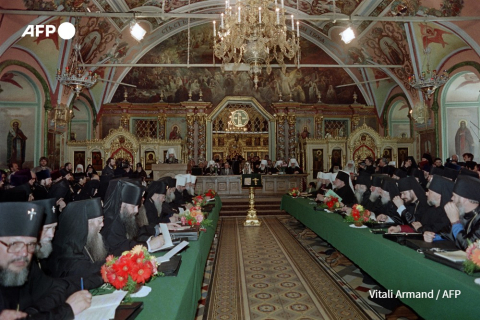 Ouverture du Conseil orthodoxe au monastère de Zagorsk pour la célébration du millénaire le 6 juin 1988, au nord-est de Moscou, Russie. Les célébrations du millénaire ont eu lieu du 6 au 13 juin 1988 Vitali Armand - AFP