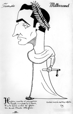 Caricature de François Mitterrand, à l'âge de 25 ans Gerard Monsour - AFP