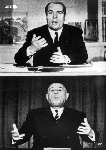 François Mitterrand et Charles de Gaulle durant la campagne électorale de la présidentielle de 1965 - AFP