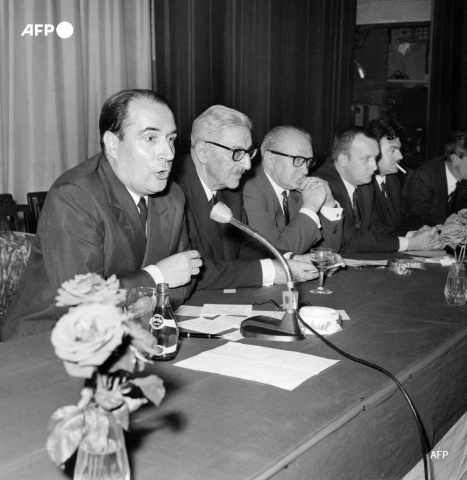 François Mitterrand en 1966 rend hommage à l'action de Léon Blum - AFP