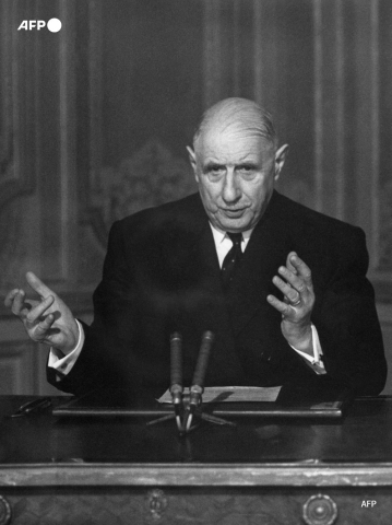 De Gaulle à la télévision le 24 mai 1968. - AFP