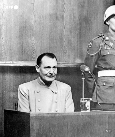 Hermann Goering en 1946, au Palais de Justice de Nuremberg - AFP