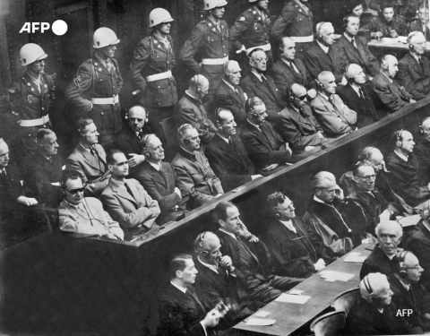 21 dirigeants nazis jugés à Nuremberg écoutent les réquisitoires le 1er octobre 1946 - AFP