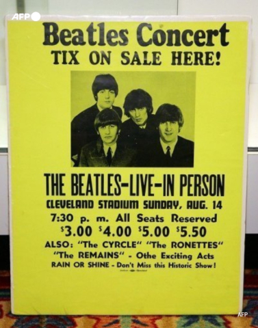 Affiche d'un concert des Beatles à Cleveland (USA) le 14 août 1965 - AFP