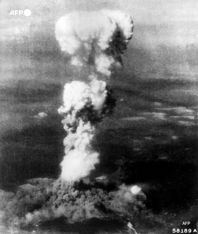 Smoke stretches above Hiroshima after the August 6, 1945 bombing - AFP