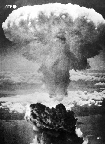 Picture taken on 09 August 1945 shows a US atomic bomb exploding over Nagasaki, Japan. AFP