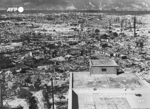 Les ruines d'Hiroshima quelques jours après le bombardement américain du 6 août 1945 - AFP