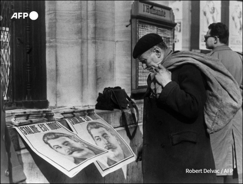 La mort de Staline à la Une de L'Humanité, le 6 mars 1953 - Robert Delvac - AFP