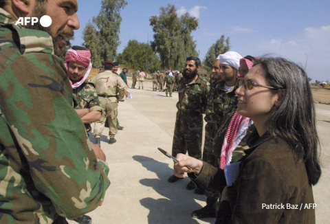 Journaliste de l'AFP dans un camp d'entrainement militaire en Irak en mars 2003 - Patrick Baz - AFP