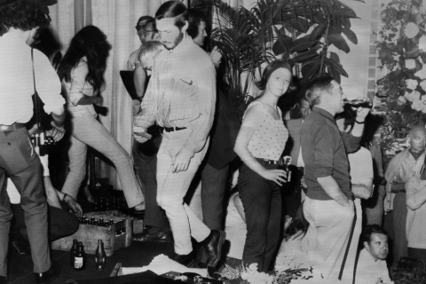 Le XXIe Festival de Cannes est interrompu à la suite de l'occupation du Palais des Festivals par des professionnels du cinéma, le 18 mai 1968. - AFP