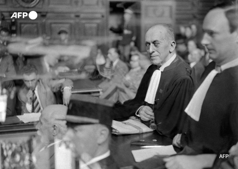 Le bâtonnier Fernand Payen, défenseur de Philippe Pétain, lors du procès - AFP