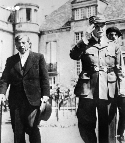 Philippe Pétain et Pierre Laval en novembre 1942 à Vichy - AFP