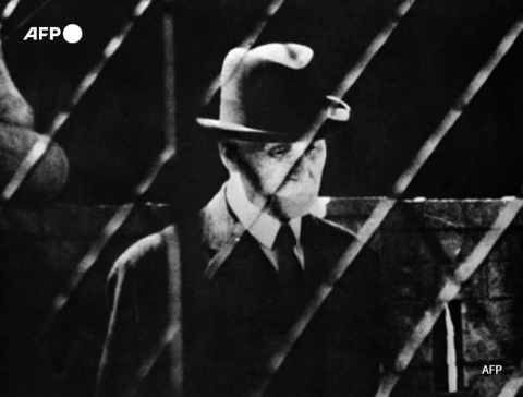 Philippe Pétain photographié dans la prison du Portalet (sud de la France) où il fut détenu d'août à novembre 45 avant d'être transféré à l'île d'Yeu - AFP