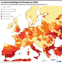 Carte des ressources en eau disponibles en Europe en 2030