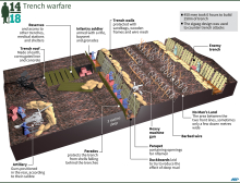 Graphic illustrating the design of trenches during WW1.