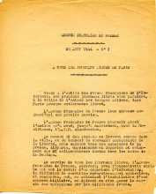 El primer despacho de la AFP, 20 de agosto de 1944 .AFP